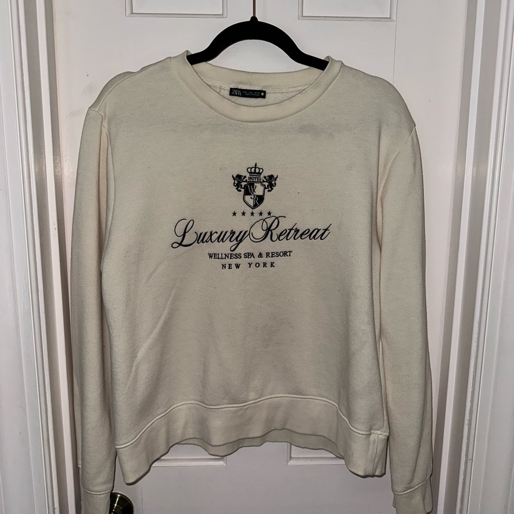 Zara Crewneck Cream Sweater large